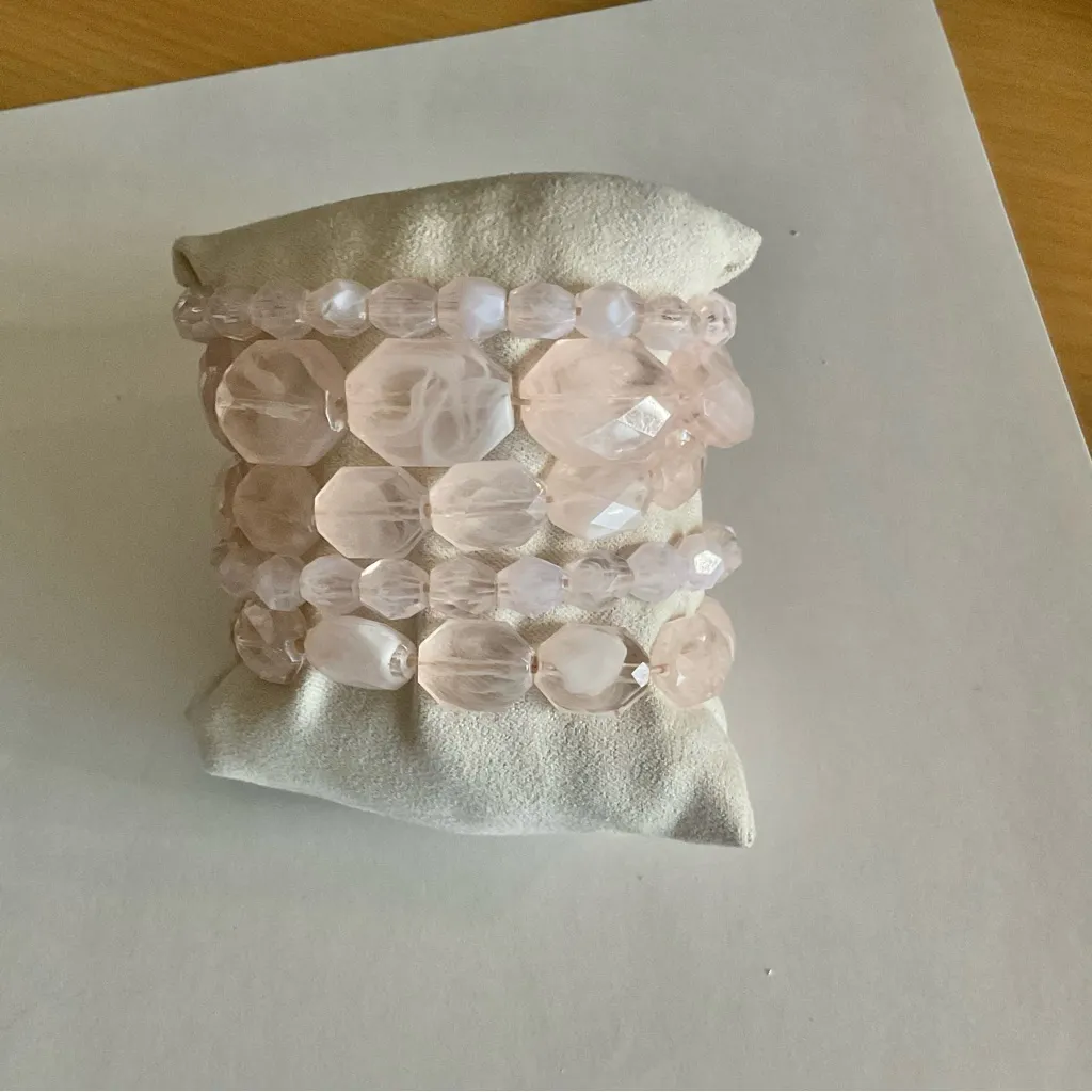 Pink Rose Quartz Beaded Bracelet Set - Image 2