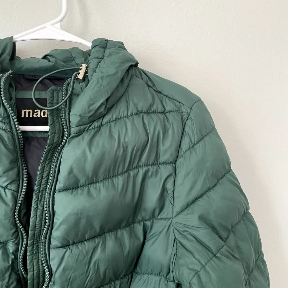 Madden NYC green puffed winter jacket coat hooded pockets nylon warm size large - Image 2