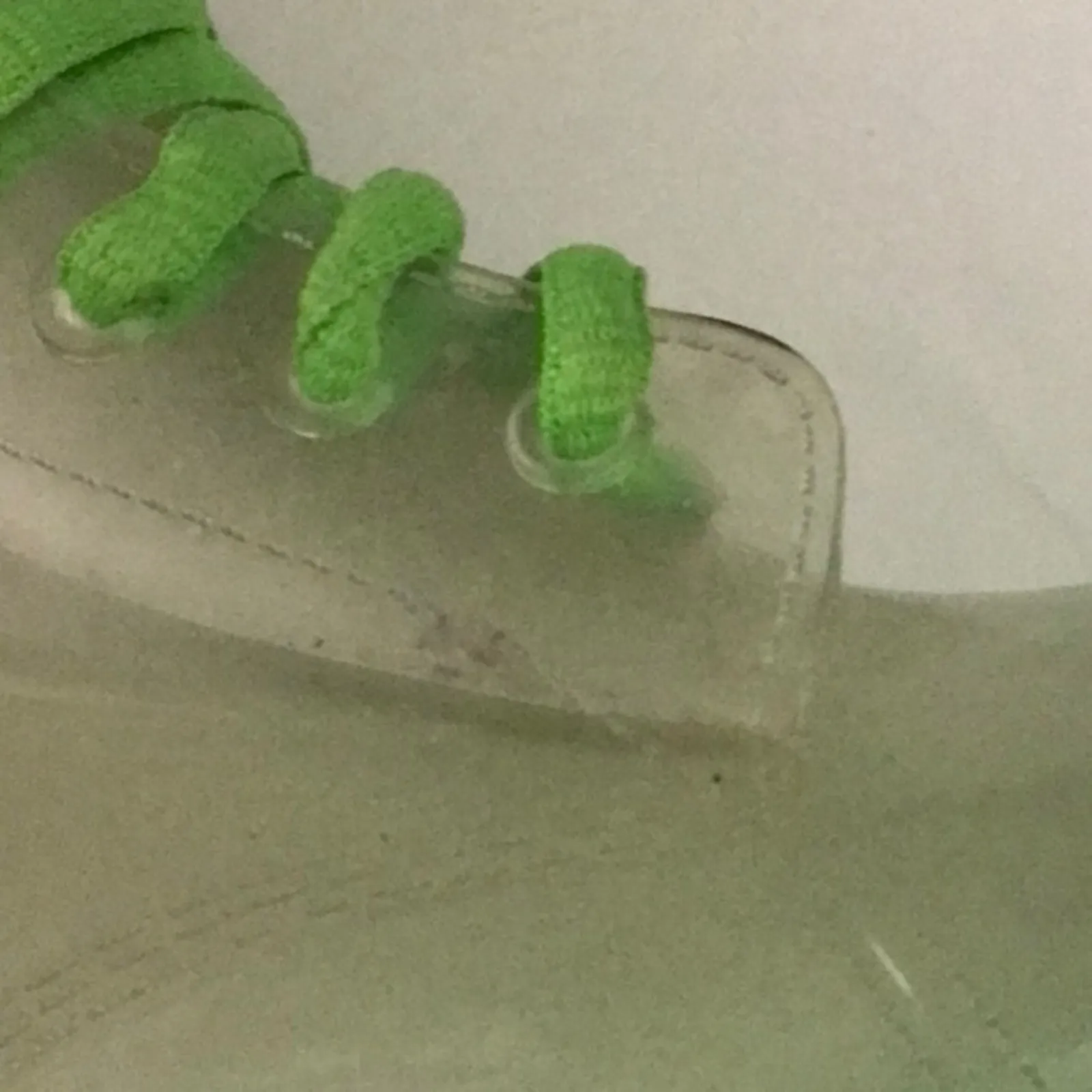 Rock & Candy Clear/Green Jelly Rain Boots Lace Up 6 Cabincore Fisherman Festival Green - Image 9