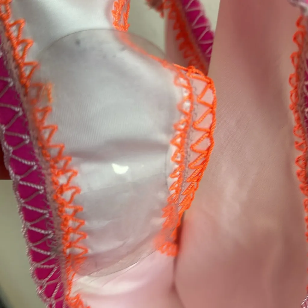 PQ PLATINUM SWIMWEAR Pink Crochet Trim High Neck One Piece Swimsuit - Image 7