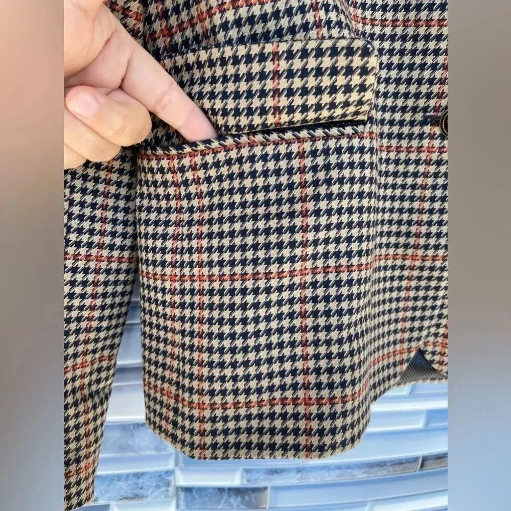 zara check gingham blazer jacket button size XS - Image 4