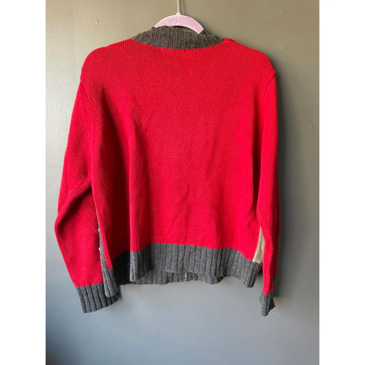 Christmas Themed Zip-Up Sweater with Festive Appliques - Image 2