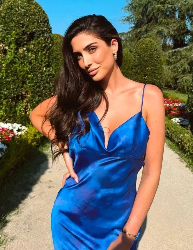 Zara dress maxi long open back satin effect blue bodycon wedding party cocktail - Image 6