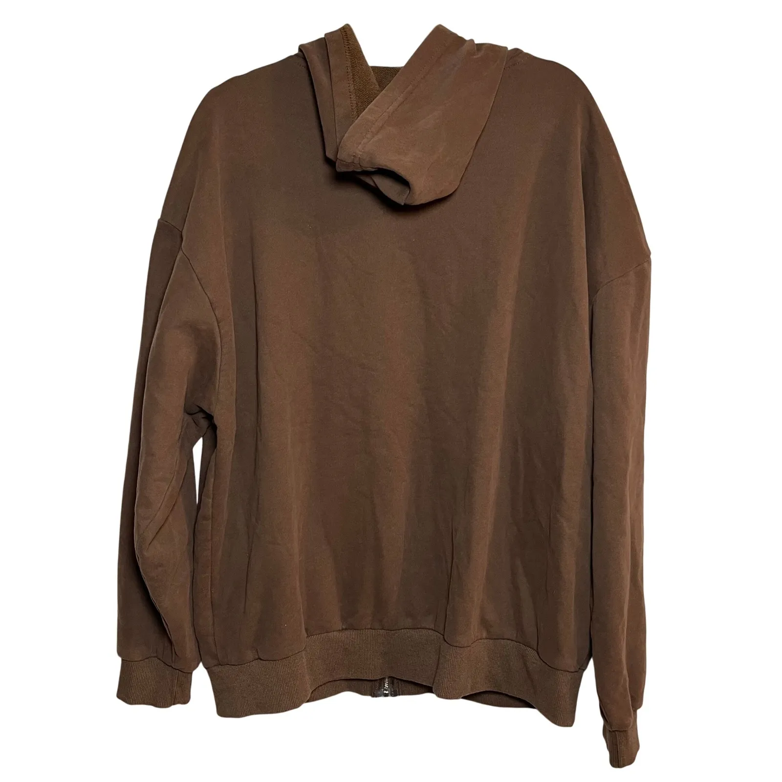 Edikted Oversized Hoodie New York Brown Full Zip Up Sweatshirt Size Medium Large - Image 4