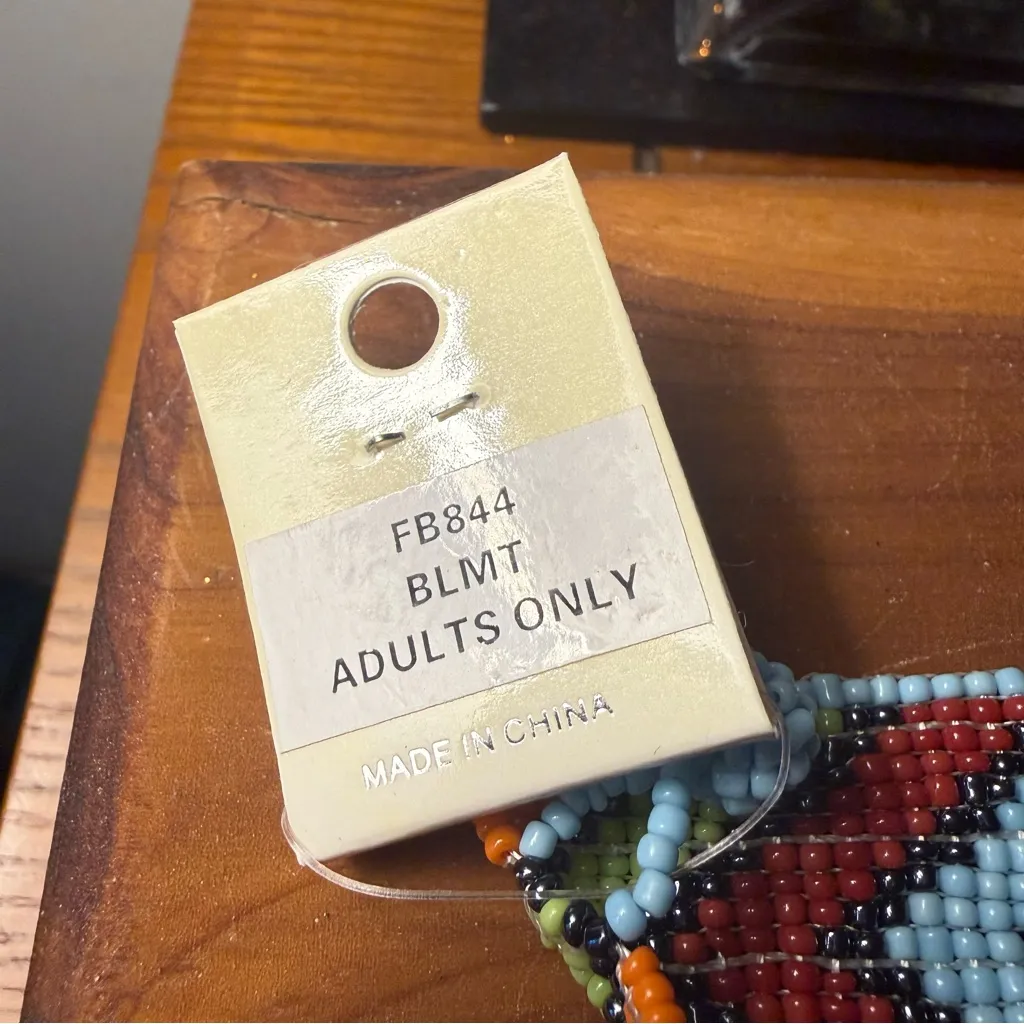 DaVinci Orange and Blue Beaded Cuff Bracelet - Image 5