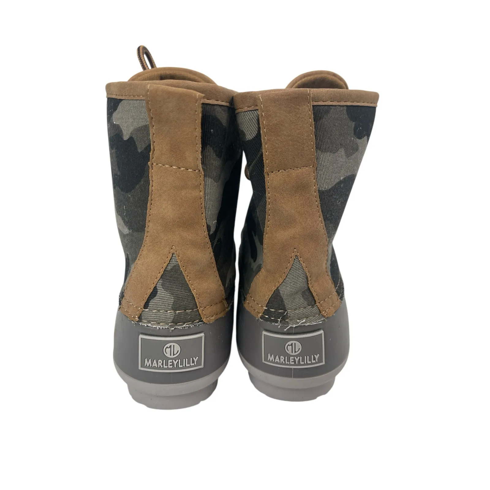 NWOT Marleylilly Gray Camo Camouflage Round Toe Lace Up Ankle Duck Boots Size 8 - Image 3