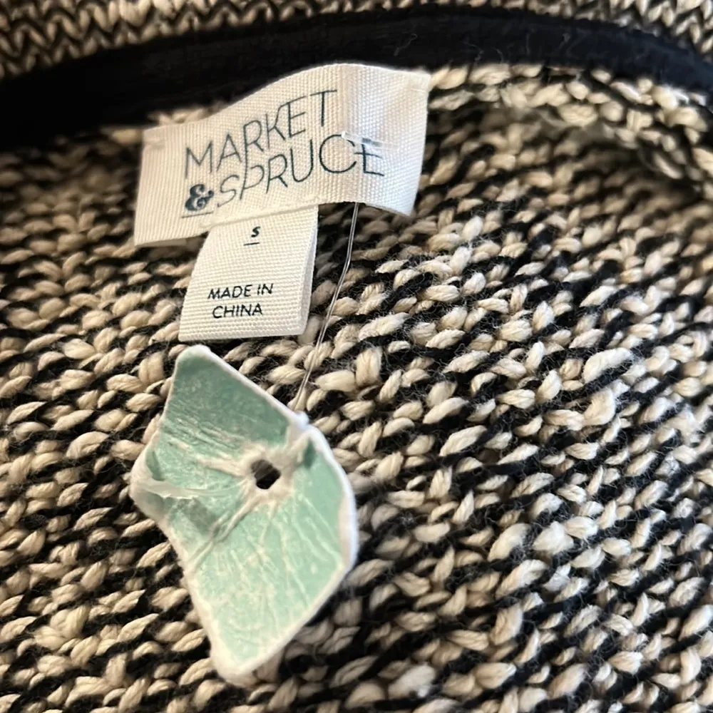 NWOT Market and Spruce Ollie Cotton Textured Open  Cardigan Black White Small - Image 6