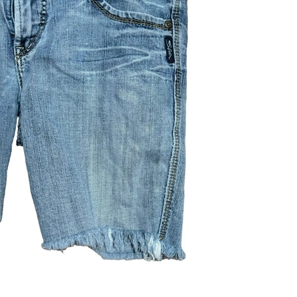 Silver Jeans Shorts Womens 32 35 Blue Eden Distressed Fringe Hem Cutoff Bottoms - Image 4