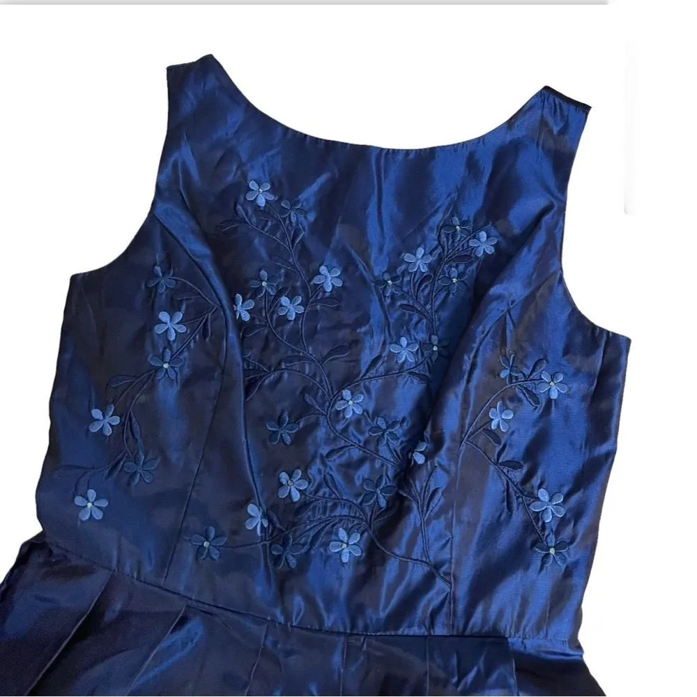 SCOTT McCLINTOCK Gown Long Maxi Dress Formal Embroidered Sleeveless Blue Size 6 - Image 9