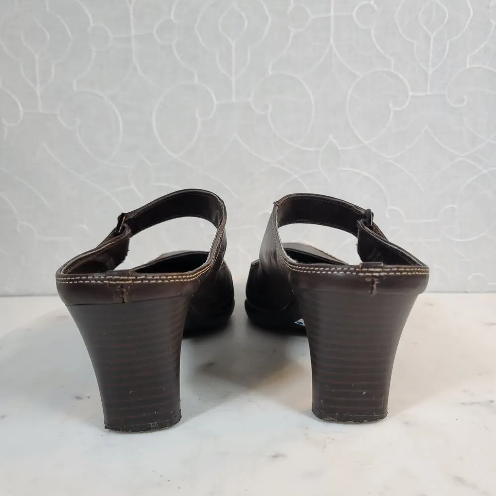 Aerosoles Two Beauty Womens 9.5 Brown Leather Mary Jane Square Toe Open Back - Image 7