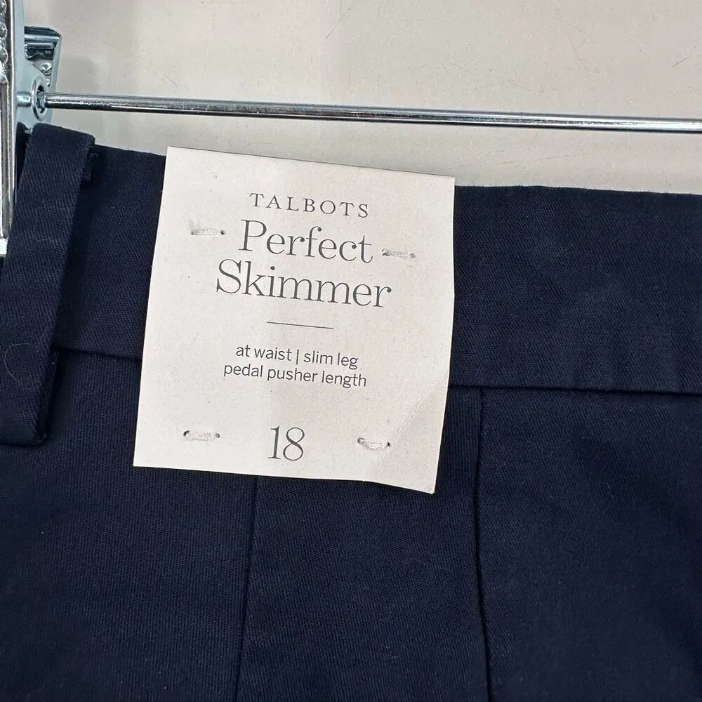 NWT Talbots‎ Perfect Skimmer Blue Capri Pants Size 18 Button Hem XL Pedal Pusher - Image 7