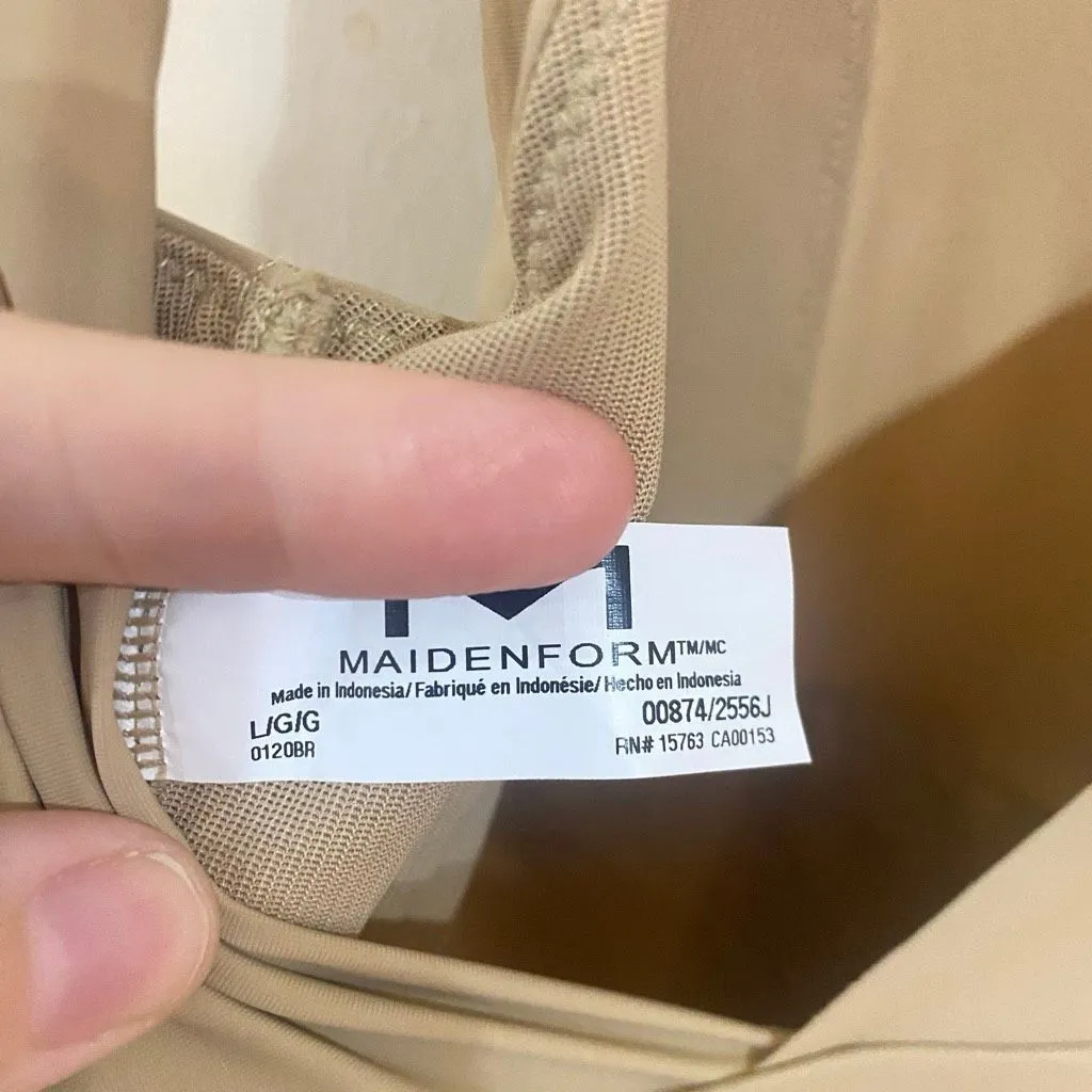 NWT maidenform large full shape wear deep vneck tan - Image 3