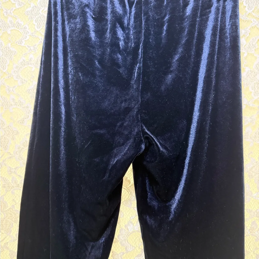 Soprano nwot dark indigo navy blue Velvet Flare bell bottoms Pants small - Image 9