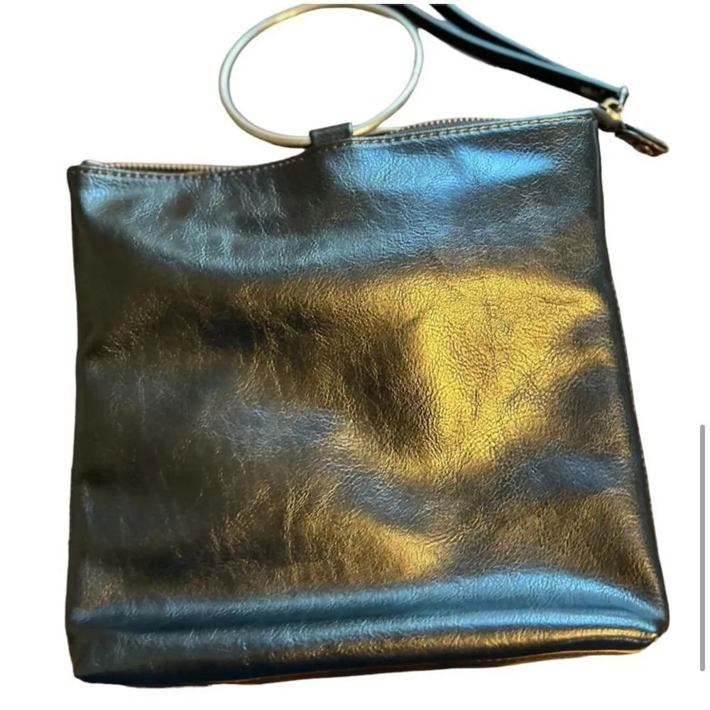 Joy Susan‎ Metallic Gold Vegan Leather Crossbody Clutch Wristlet Bag - Image 3