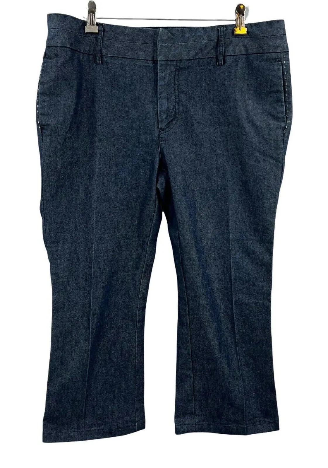 Apostrophe Flat Front Dark Blue Denim Trousers Crop Pants Size 12 - Image 1