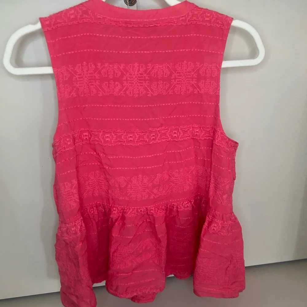 Cupcakes & Cashmere Coral Pink Embroidered Rayon Baby Doll Top Size S - Image 5