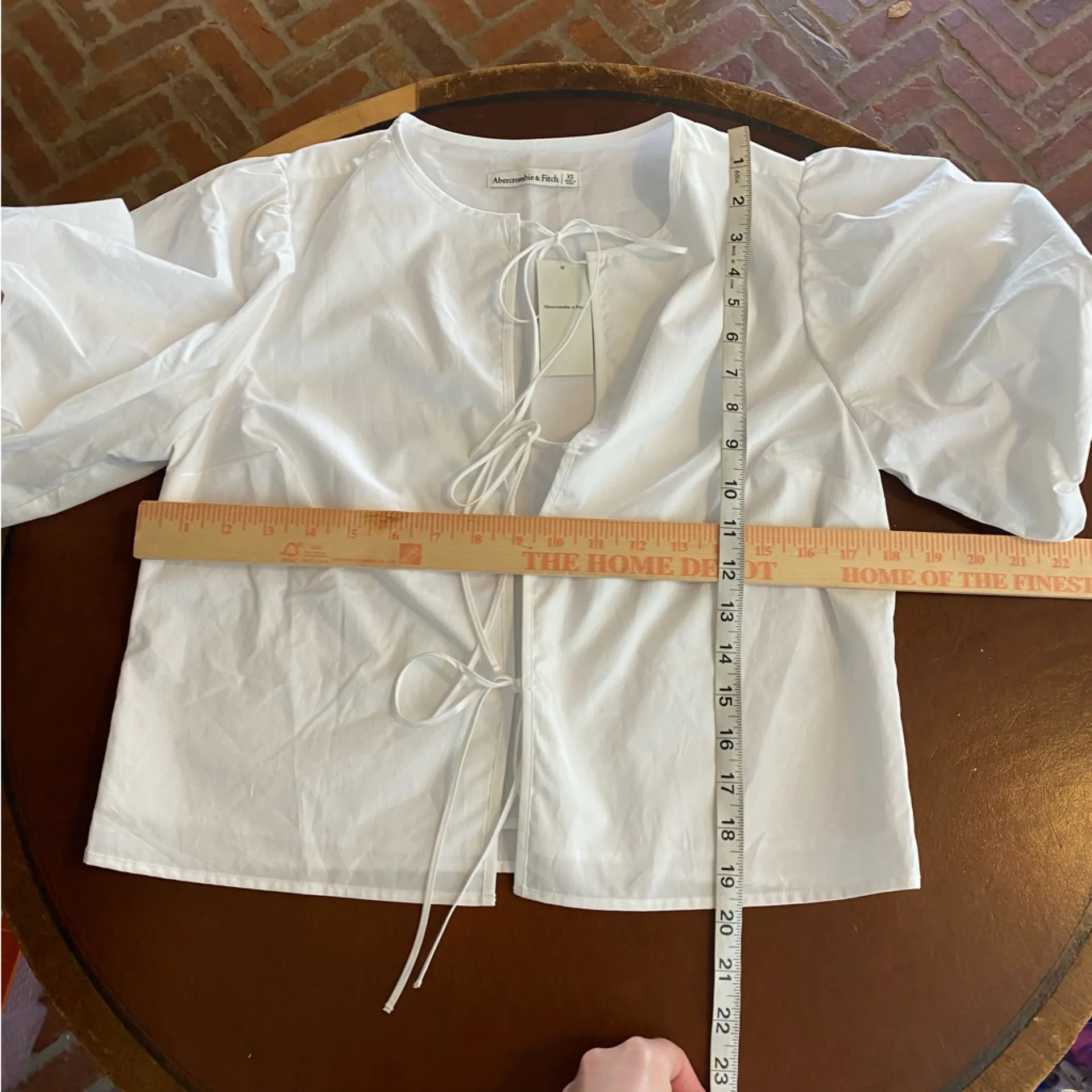 A&F Abercrombie & Fitch Short Sleeve Tie-Front Top Small white poplin cotton xs‎ - Image 7
