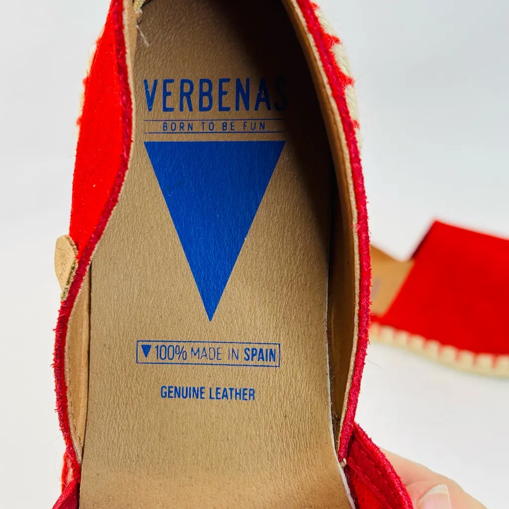 Verbenas Carmen Serraje Flat Espadrilles Slipons in Fuego Red Suede size 40 EUC - Image 4