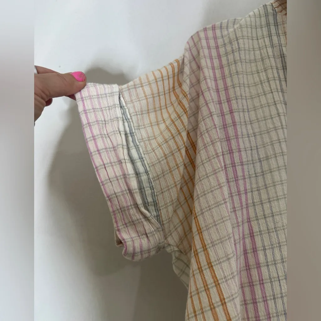 Madewell Lakeline Popover Shirt‎ Rainbow Ombre Plaid Womens Small - Image 4