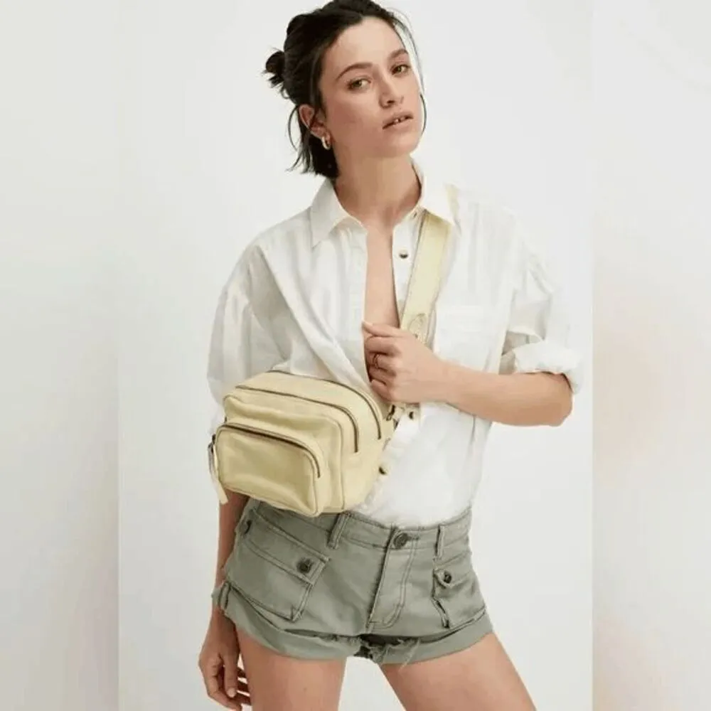 Free People Ivory Nikko Leather Sling Crossbody Boho Bag - Image 11