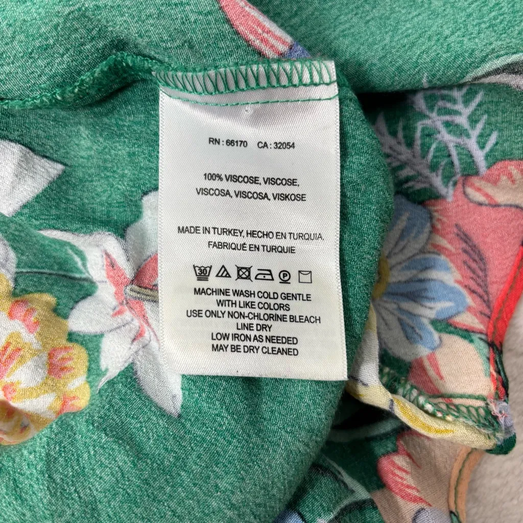 Anthropologie Maeve Green Floral Sleeveless Shirt Boho Midi Dress Size 8 - Image 7