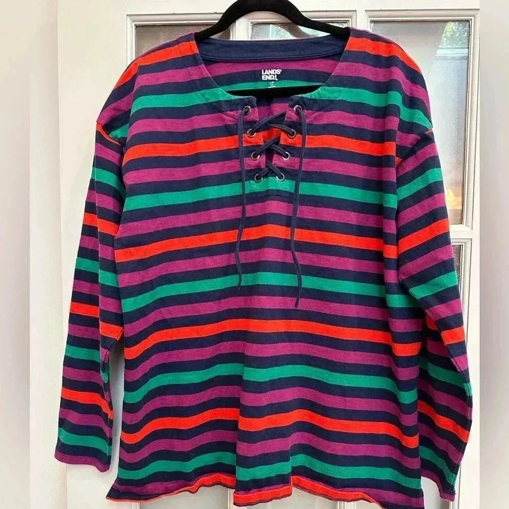 Lands' End Stripe Heavyweight Cotton Jersey Tunic Women's Size Large Petite LP - Image 11