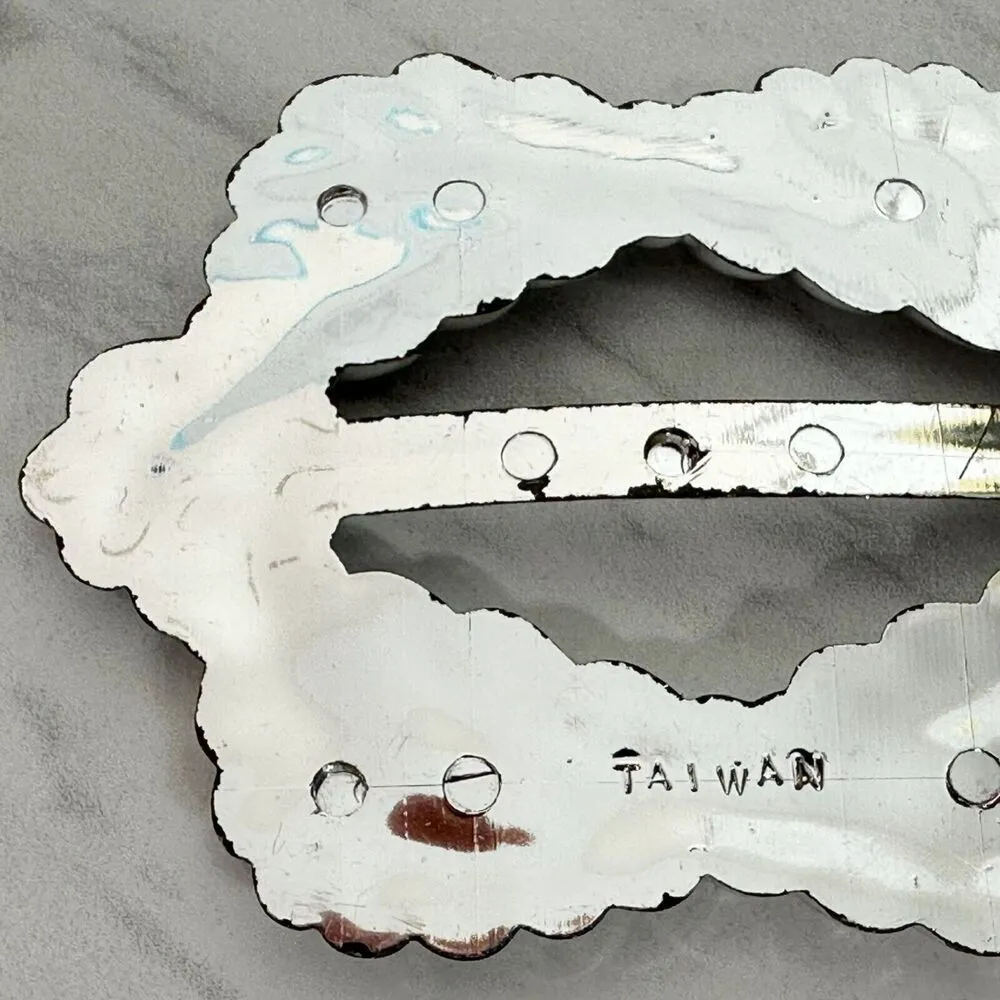 Vintage Metallic Silver Scarf Slide Shirt Tie Bar Belt Buckle - Image 6