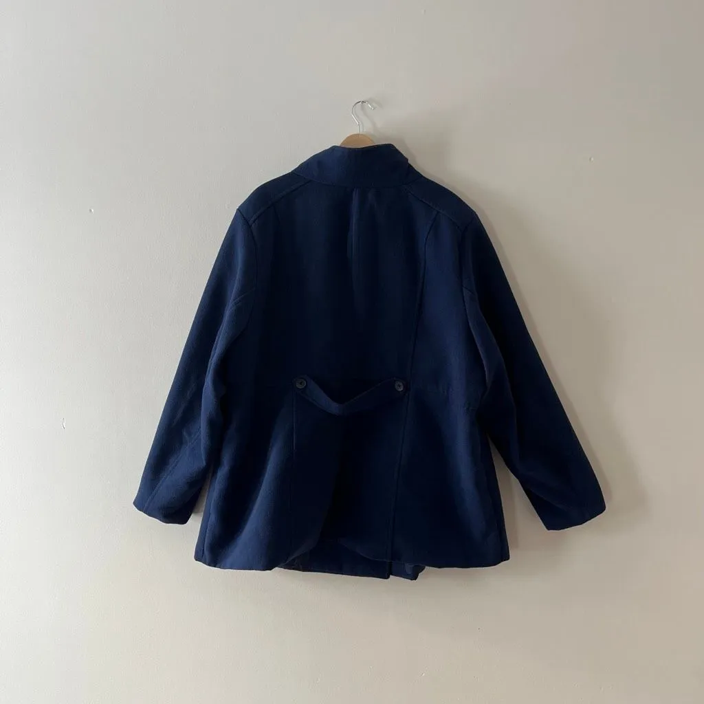 Torrid 4X Navy Blue Peacoat Double Breasted Funnel Neck Winter Jacket Plus Size - Image 4