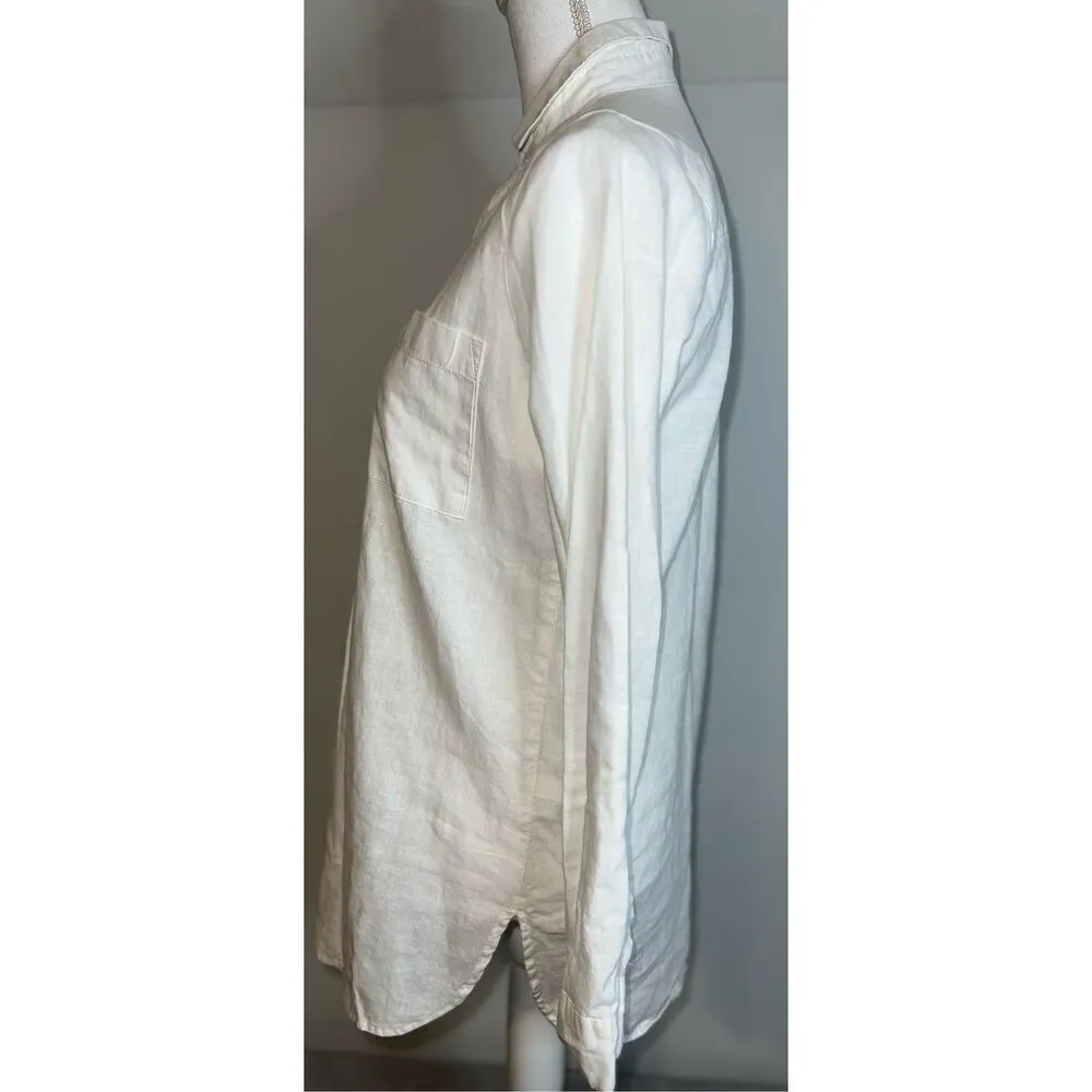 Women’s Old Navy Collared White Linen Blend Tunic XS - Image 3