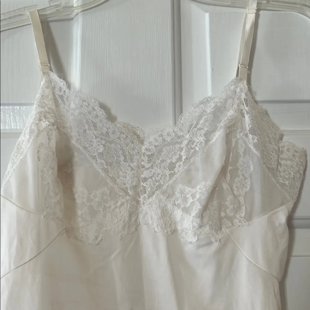 White Lace Chemise with Spaghetti Straps - Image 2