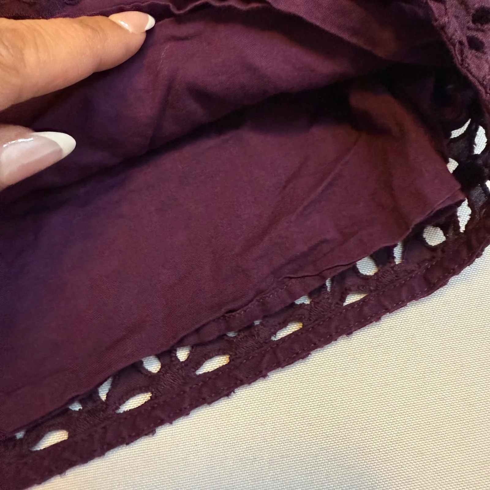 J. Crew Purple Eyelet Cotton Lace Bloom Top Short Sleeve Boho Chic Womens Sz 0 # - Image 5