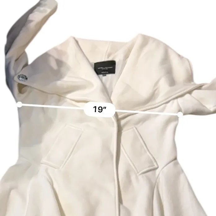 Akira Asymmetrical‎ Coat Sz S/M Off White Draped Collar Longline Statement Layer - Image 6