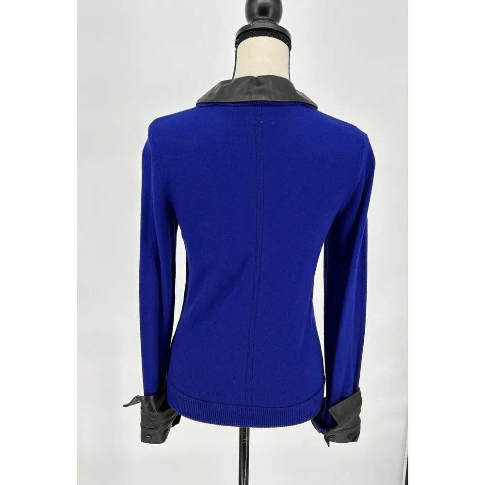 Alilly Women’s Merino Wool Blend Collared Long Sleeve‎ Top Small Blue Pullover - Image 7