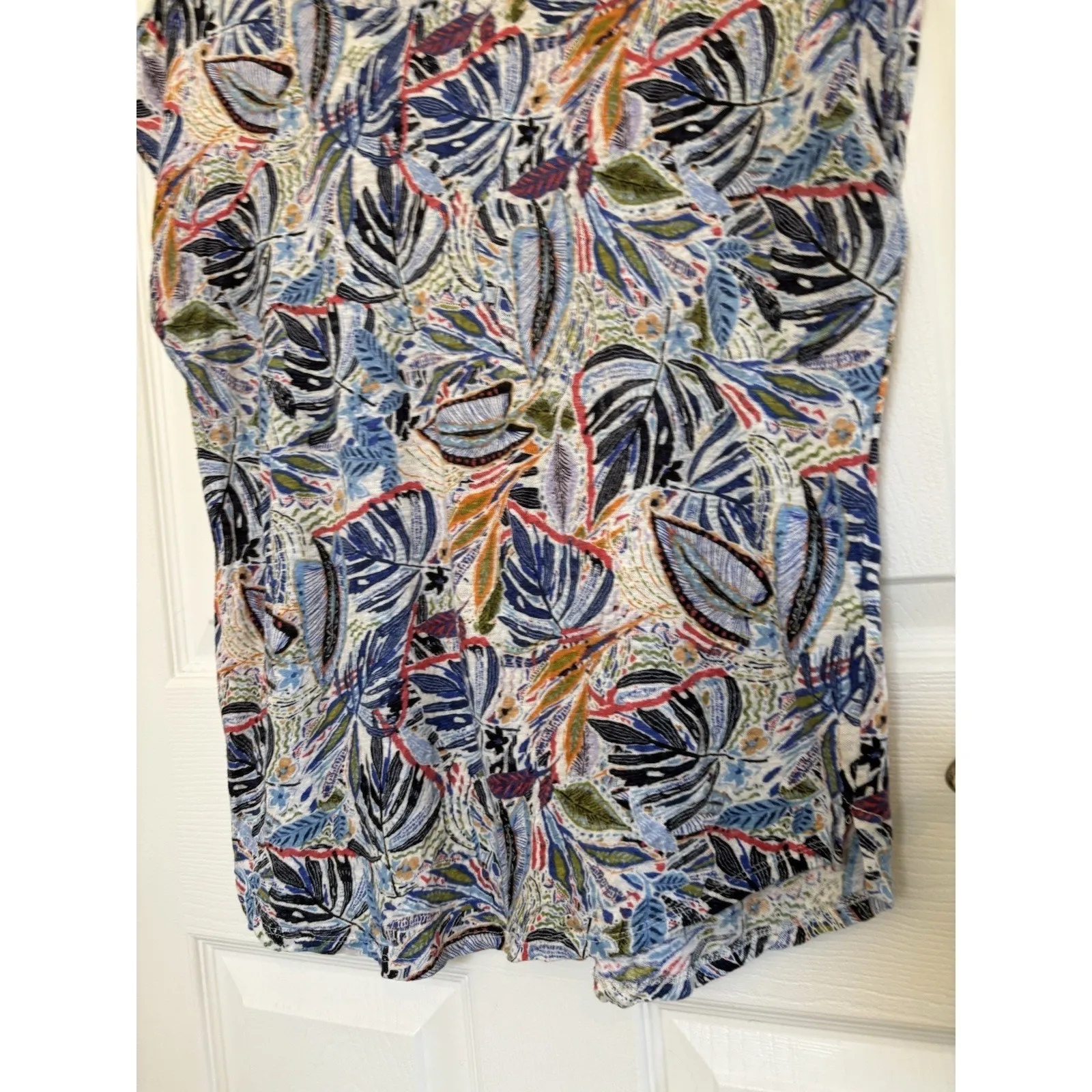 C&C California 100% Linen Tropical Short Sleeve Top Size Large Beach Vacation - Image 4