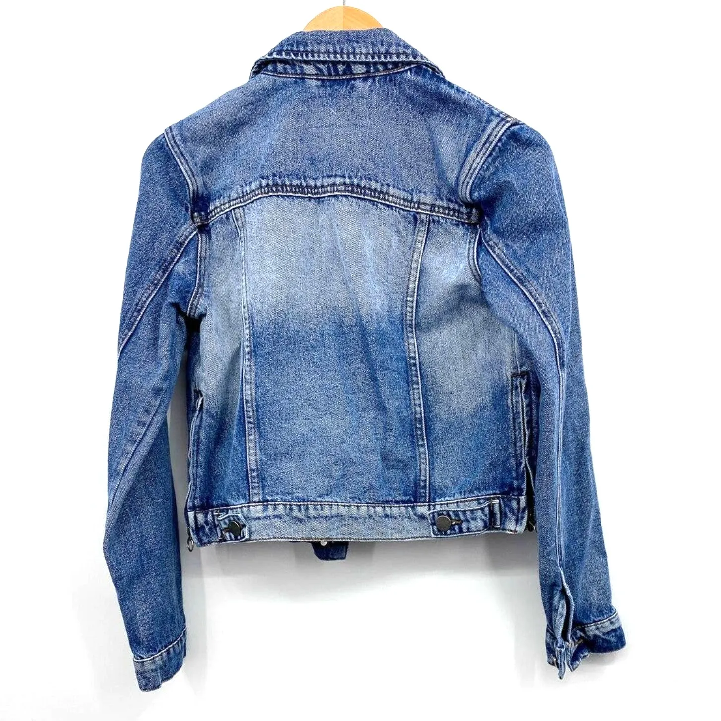 William Rast Womens Jean Jacket Blue Buttons Pockets Collared Cotton Juniors M - Image 6