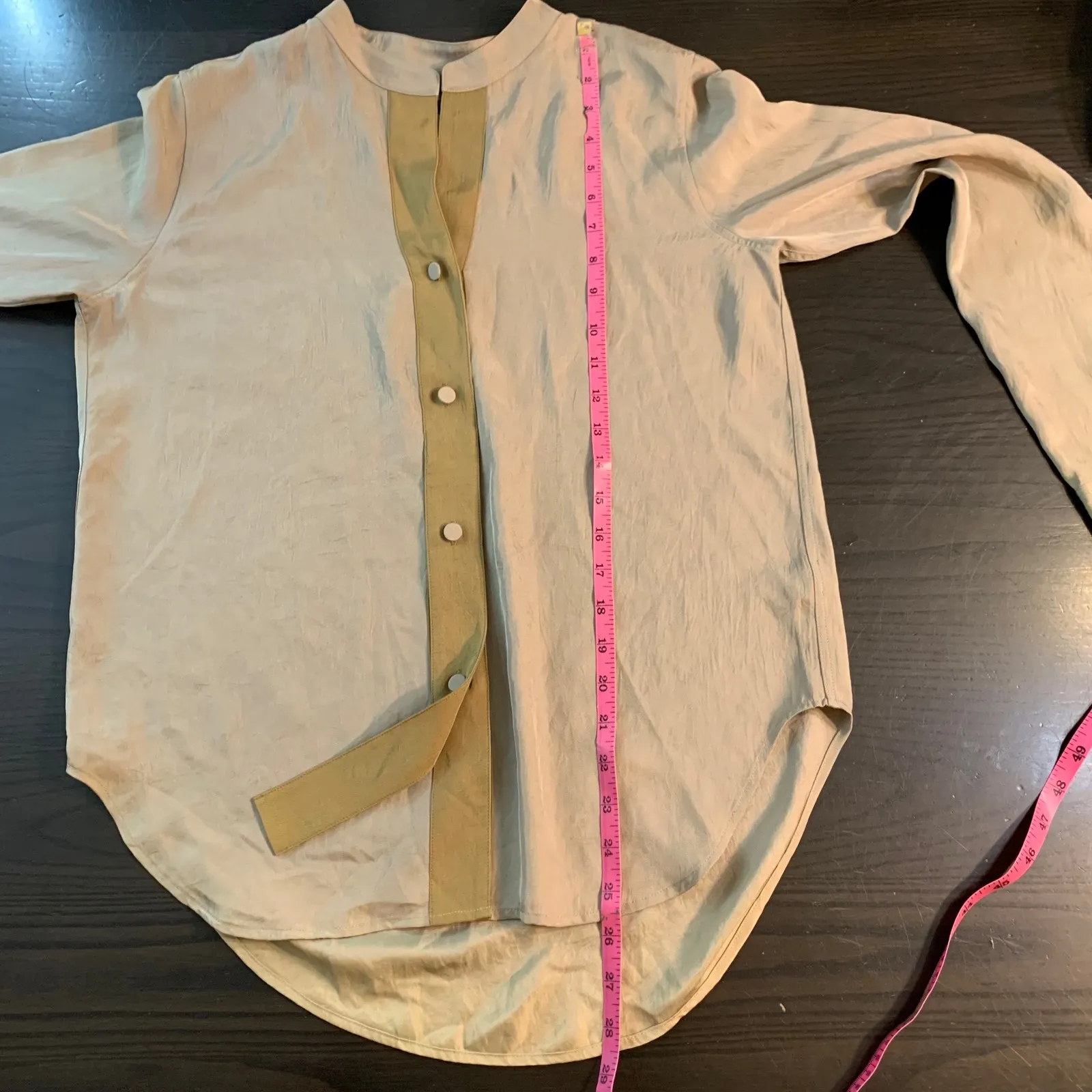 rag & bone neutral button blouse S minimalist mandarin collar modern chic - Image 10