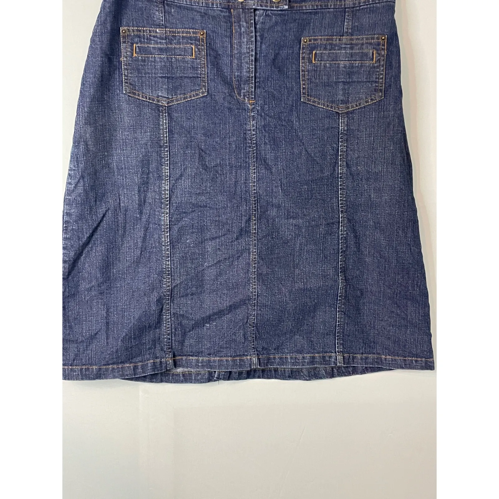 Christopher & Banks Women's Size 10 Dark Wash Denim A Line Skirt Stretch Midi - Image 3