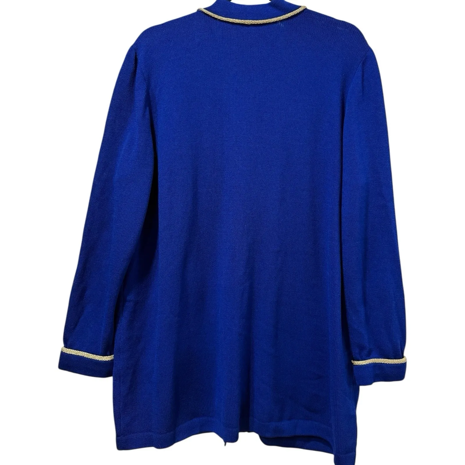 VTG‎ St. John Collection Royal Blue Gold Trim Military Cardigan Blazer Nautical - Image 2