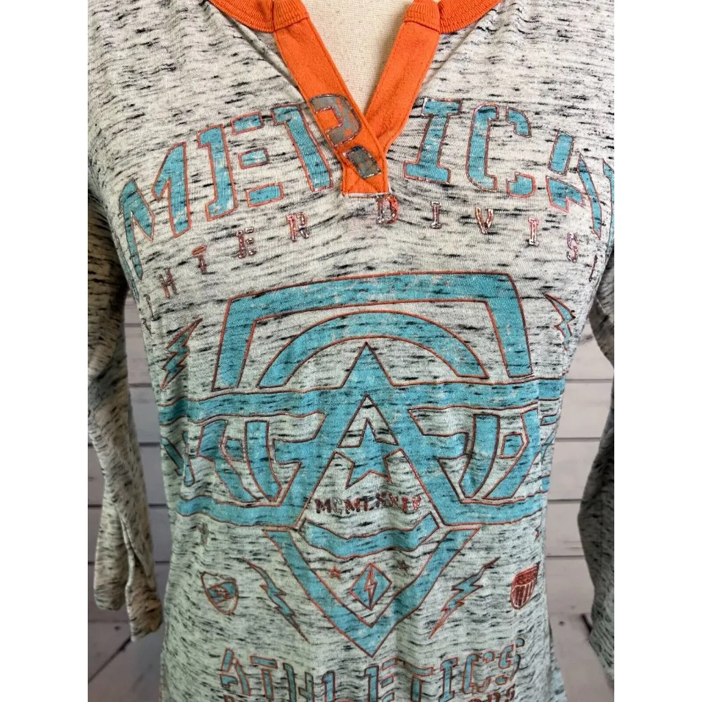 American Fighter Shirt Medium Raglan sleeve‎ t-shirt UFC MMA Athletics Womens - Image 2