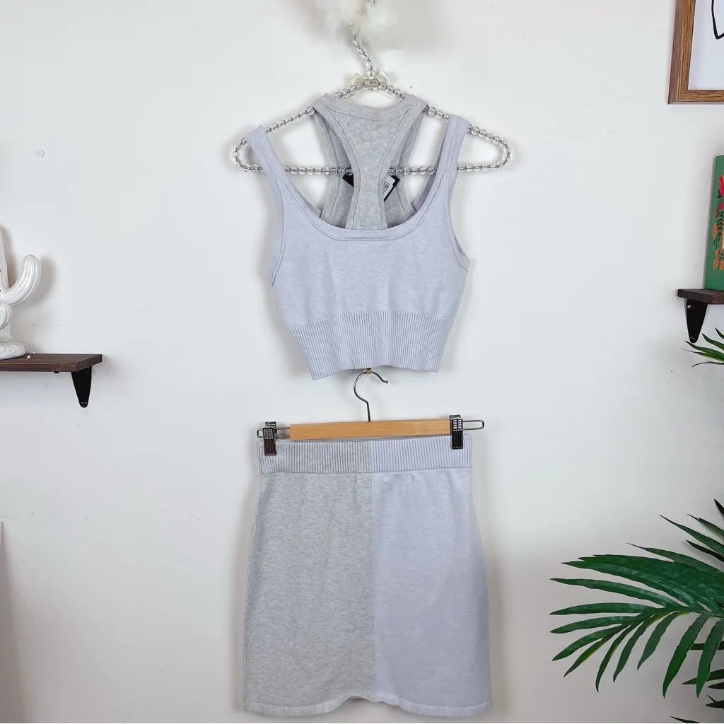 n:Philanthropy Grove Top & Swan Skirt Knit Loungewear Set Casual Cloudy Blue NWT - Image 4