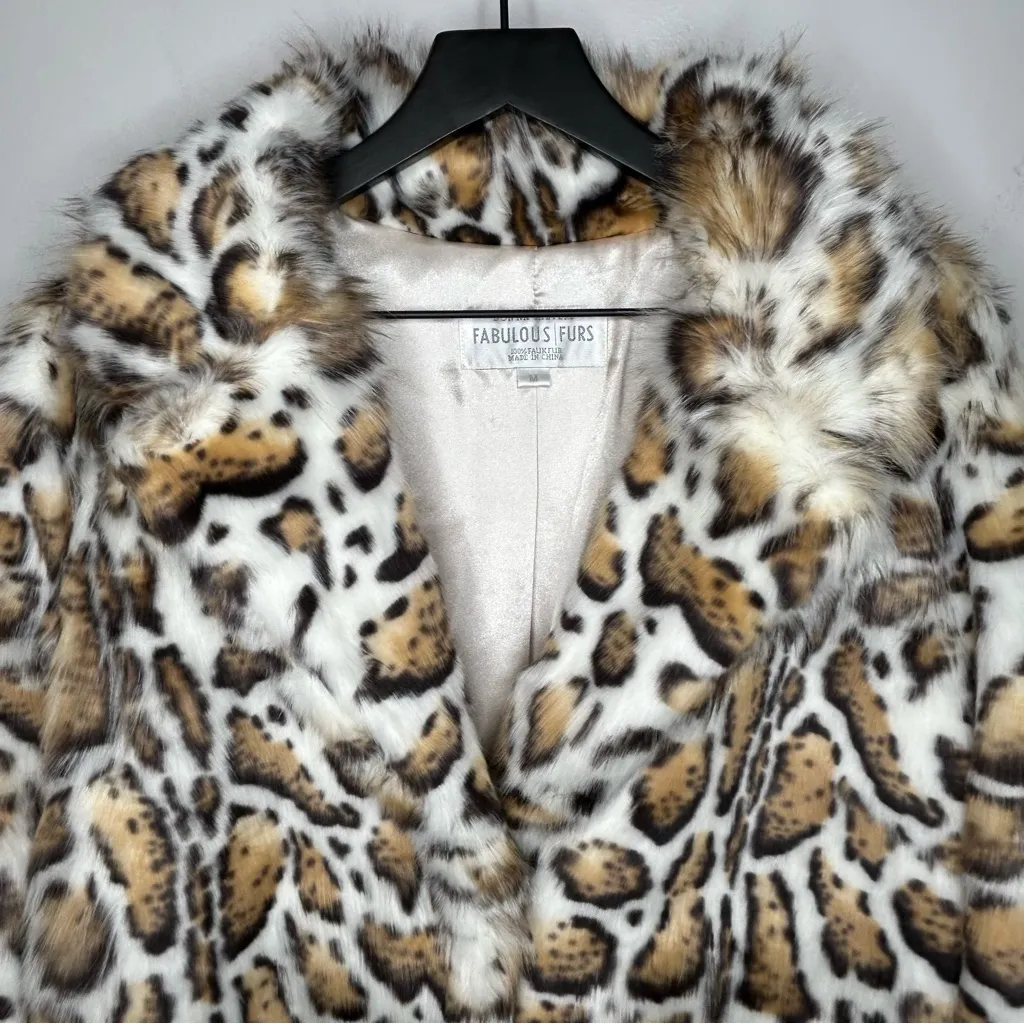 Donna Salyers Fabulous Furs Faux Fur Clouded Leopard Print Coat Size M NWOT White Size M - Image 3