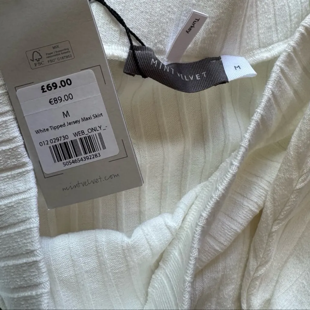 Mint Velvet White Contrast Hem Skirt Size M - Image 9