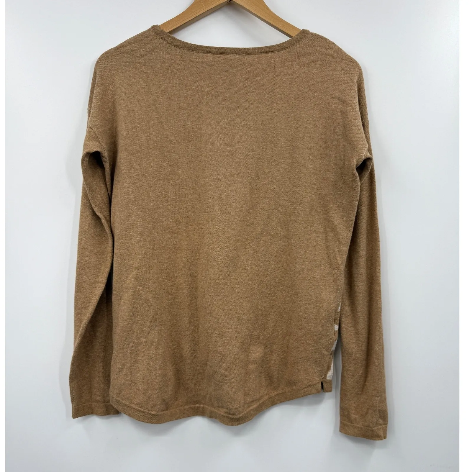 Tommy Bahama Womens Brown Tropical Leaf Print Long Sleeve Cotton Sweater XS - Image 4