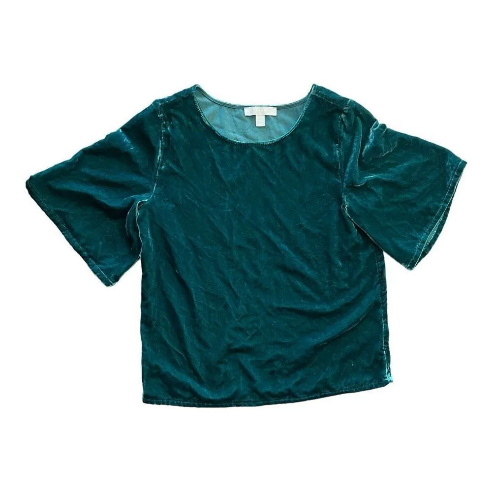 Womens Chelsea 28 Crushed Velvet Velor Crewneck Top in Ponderosa Green - Image 2
