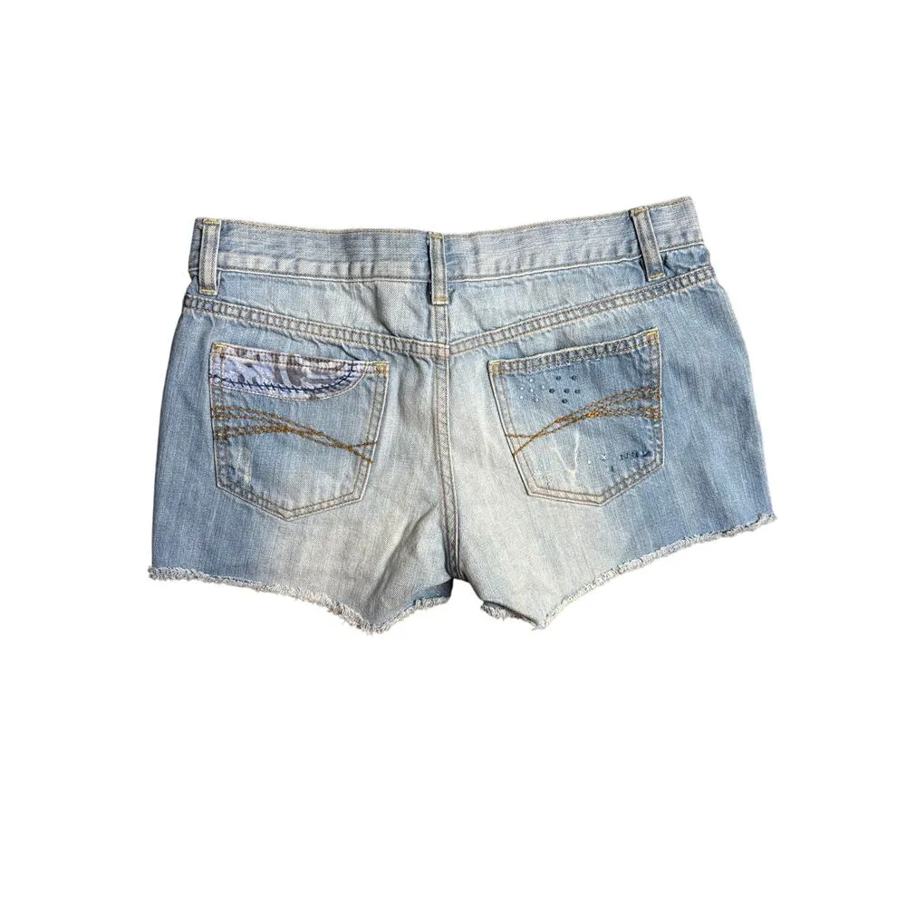 Old Navy Y2K patchwork ultra low rise denim jean shorts 8 - Image 2