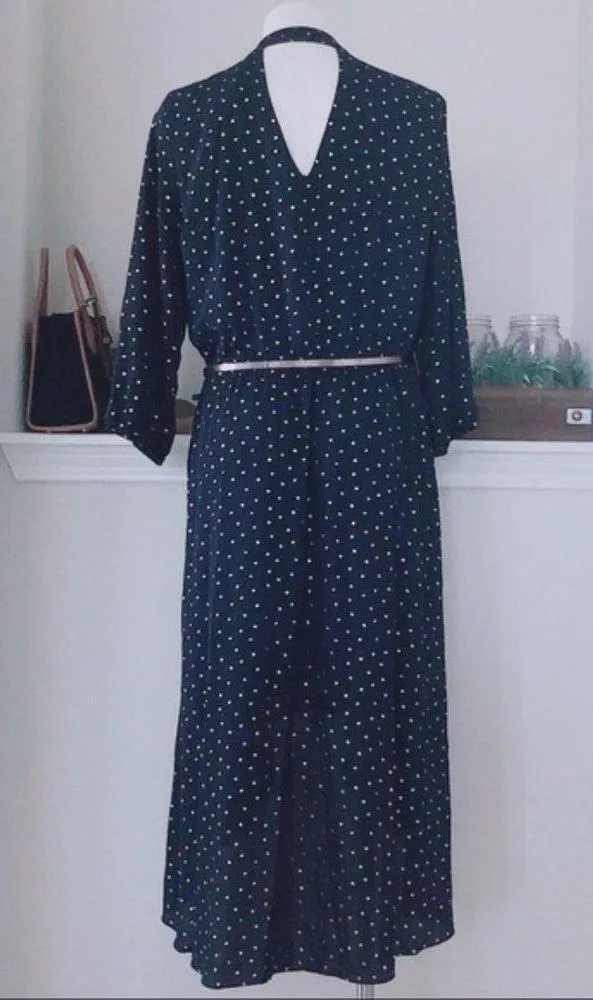 Laundry Faux Wrap Hi-Low Hem Maxi Dress in Navy/Gold Stars, NWT - Image 10