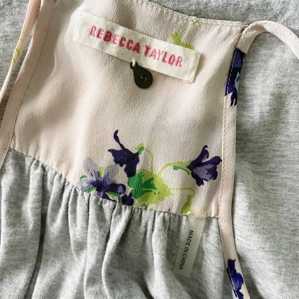 Rebecca Taylor Mixed Media Ruffle Front Floral Camisole Tank Top Size 6 - Image 3