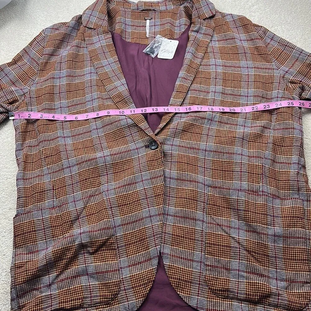 Free People: Simply Plaid Blazer Red Combo - Image 9