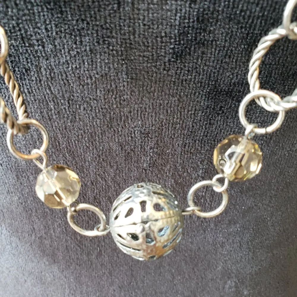 Womens Fashion Silver Plated Crystal Bead Silver Celtic Accents Lanyard Necklace - Image 3