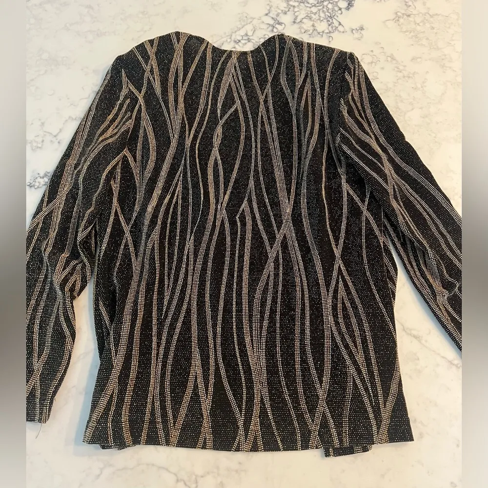 Vintage Joseph Ribkoff Blazer Cardigan Jacket Black/Gold Size US 12 EUC - Image 2